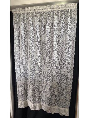 Lace Curtain Panel 40Lx61W" Floral Pattern Cream Color Window Home Decor Fancy